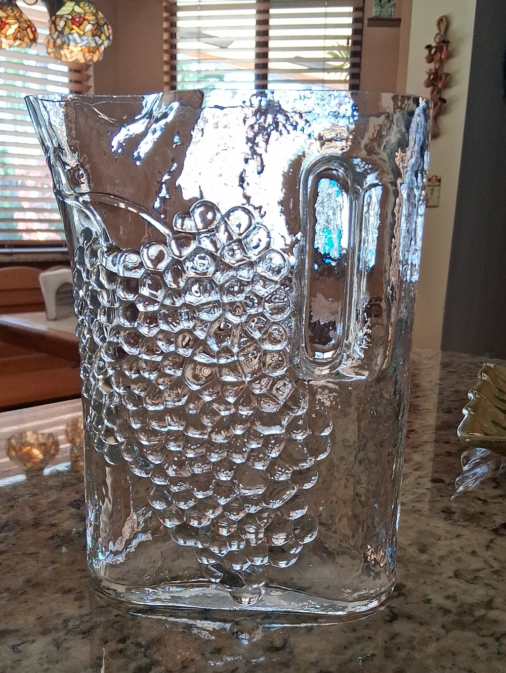 RARE FIND. Vintage Mid 20th Cent. C.J.Reidel, Etched Signature Grapevine Pitcher
